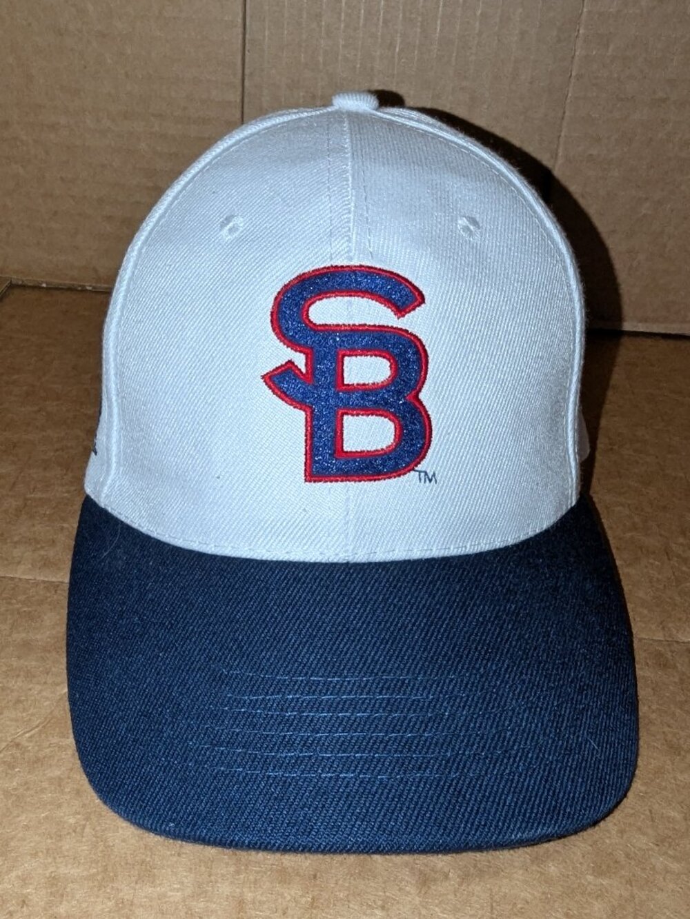 $1 with Bundle ~ Two-Tone Strapback Hat Cap White Navy NAPA B100 Sponsor
